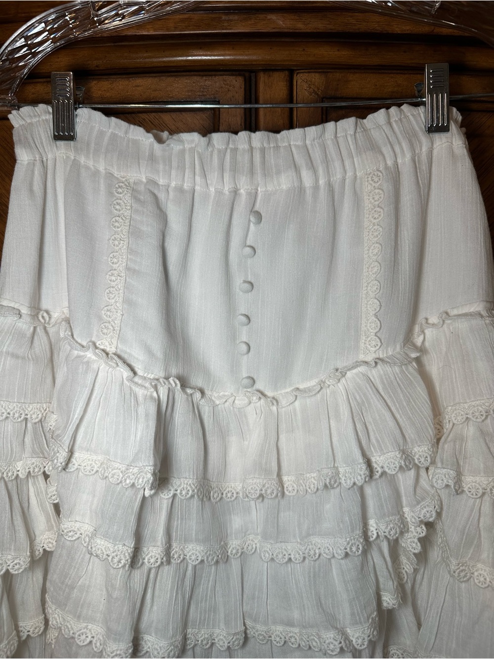 Amy Jane London Anastasia White Tiered Eyelet Ruffle Midi Skirt S Cottagecore - Picture 6 of 13